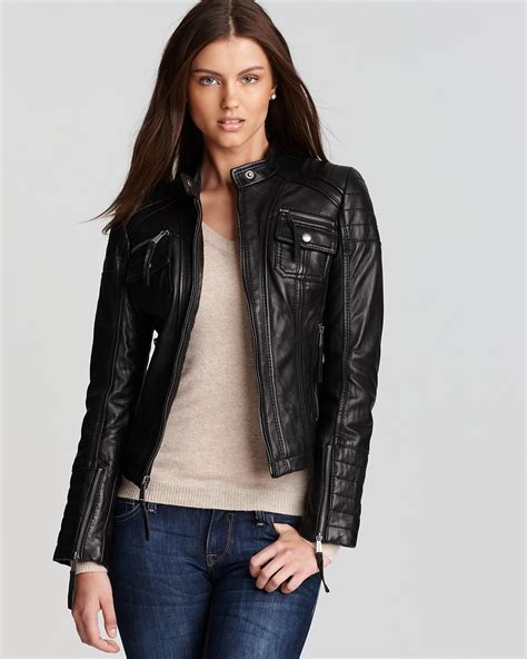 michael kors cognac leather jacket moto|Michael Kors motorcycle jackets.